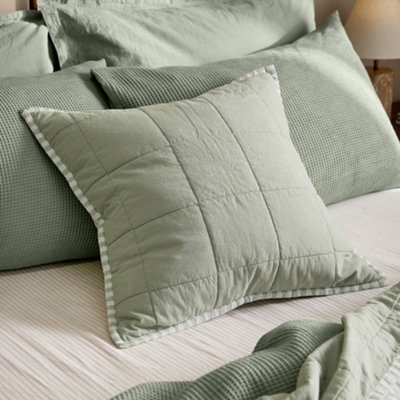 Yard Hebden Striped 100% Cotton Cushion CoverEucalyptus/bay Green55 X 55Cm from B&Q