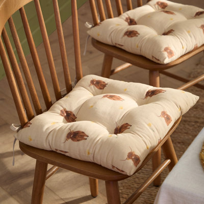 Wylder Ramble Highland Cow Pair 40X40 Seat Pads Natural - Image 6