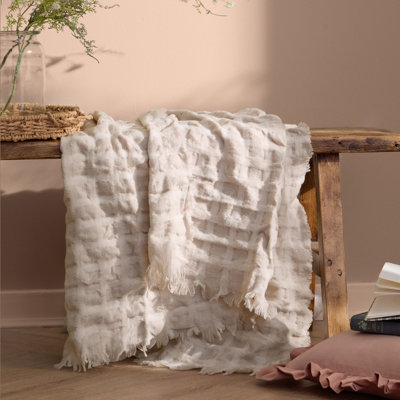 Wylder Walton Waffle Fringed ThrowLinen from B&Q