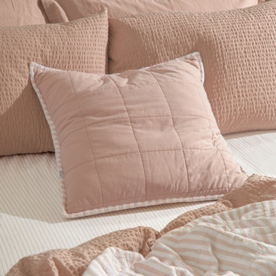 Yard Hebden Striped 100% Cotton Feather Filled CushionBlush/cotta55 X 55Cm from B&Q