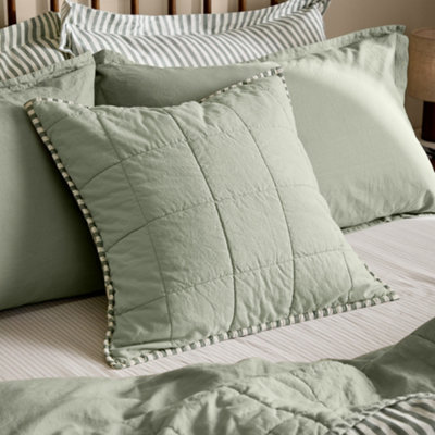 Yard Hebden Striped 100% Cotton Feather Filled CushionForest/bay Green55 X 55Cm from B&Q