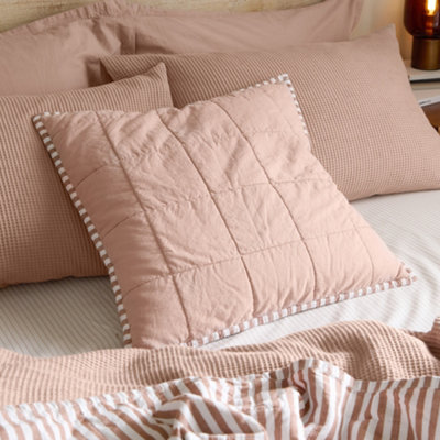 Yard Hebden Striped 100% Cotton Feather Filled CushionPecan/cotta55 X 55Cm from B&Q