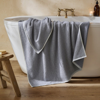 Yard Hebden Textured Waffle 100% Cotton Xl Bath SheetDenim Blue100 X 180Cm from B&Q