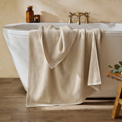 Yard Hebden Textured Waffle 100% Cotton Xl Bath SheetStone100 X 180Cm from B&Q