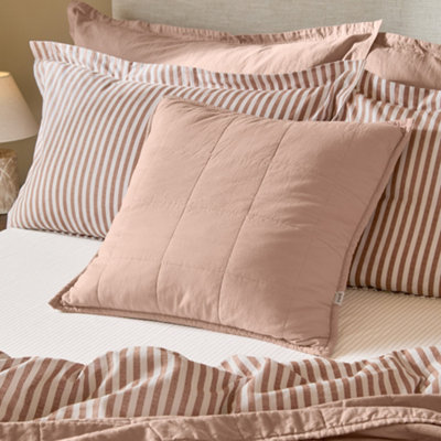Yard Hebden Quilted Washed Cotton Feather Filled CushionCotta55 X 55Cm from B&Q