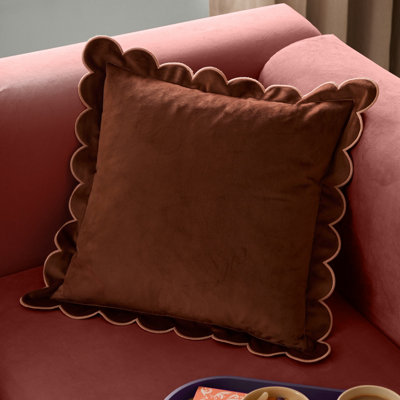 B&Q - furn. Furn Lil Scallop Velvet Feather Filled Cushion
