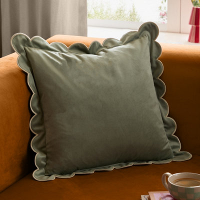B&Q - furn. Furn Lil Scallop Velvet Feather Filled Cushion