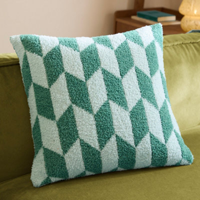 furn. Furn Olsen Geometric Feather Filled CushionGreen from B&Q