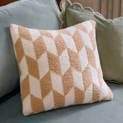 furn. Furn Olsen Geometric Feather Filled CushionLiving In Neutral from B&Q
