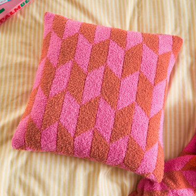 furn. Furn Olsen Geometric Feather Filled CushionPink Pop45 X 45Cm from B&Q