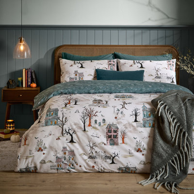 furn. Furn Ghost Town Reversible Halloween Duvet Cover SetDuskDouble from B&Q