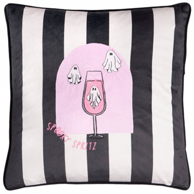 B&Q - furn. Furn Spooky Spritz Velvet Halloween Cushion CoverPink/mono45 X 45 Cm