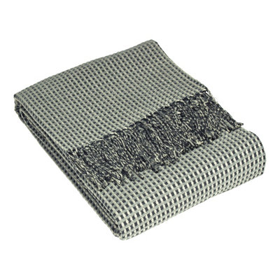 Furn. Rowan Waffle Fringed Throw from B&Q