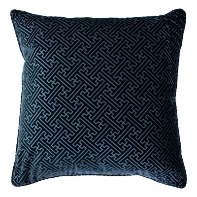 Paoletti Florence Embossed Velvet Piped Polyester Filled Cushion from B&Q