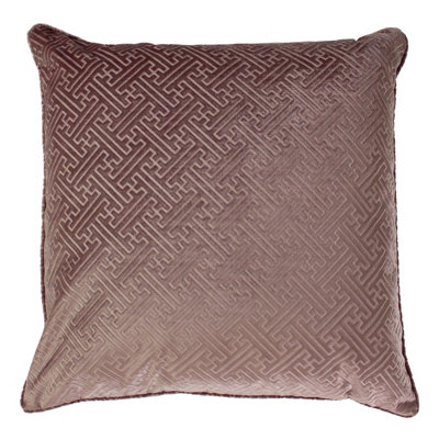 Paoletti Florence Embossed Velvet Piped Polyester Filled Cushion from B&Q