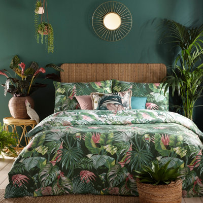 Furn. Amazonia Tropical Reversible Duvet Cover SetSingleGreen from B&Q