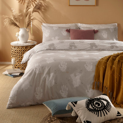 Furn. Be Kind Abstract Reversible Duvet Cover SetDoubleGrey from B&Q