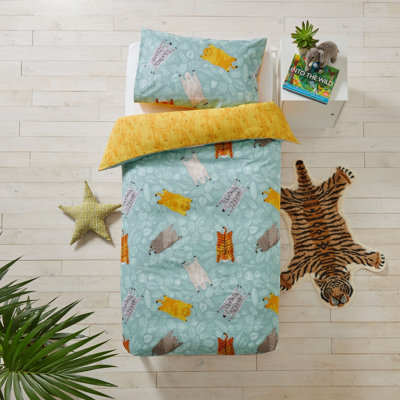 Little Furn. Wild Friends Reversible Kids Duvet Cover SetDoubleGreen from B&Q