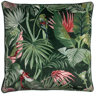 B&Q -  Amazon Creatures Tropical Velvet Piped Feather Filled Cushion