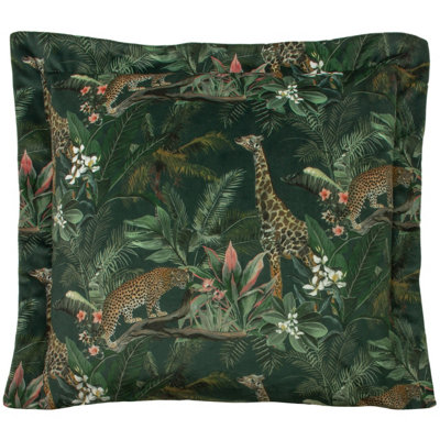 Evans Lichfield Manyara Leopard Botanical Feather Filled Cushion from B&Q
