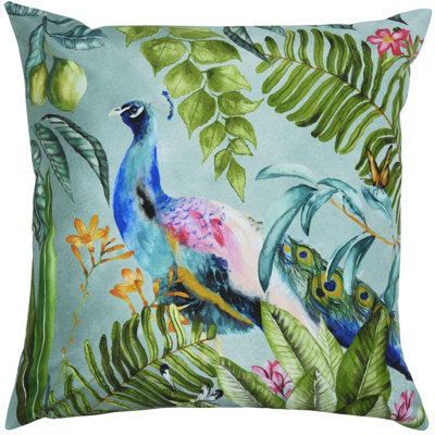 Evans Lichfield Peacock Tropical Outdoor Cushion Cover from B&Q