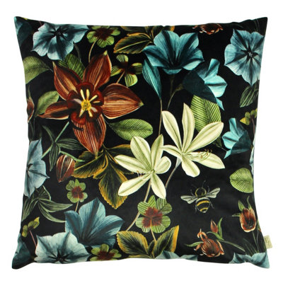 Evans Lichfield Midnight Garden Velvet Piped Feather Filled Cushion from B&Q