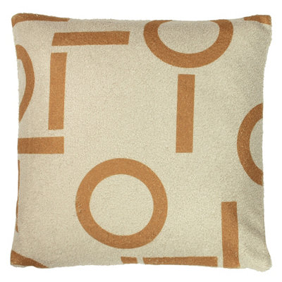 Furn. Shearling Circa Geometric Fleece Feather Filled Cushion from B&Q