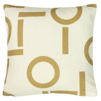 Furn. Shearling Circa Geometric Fleece Feather Filled Cushion from B&Q