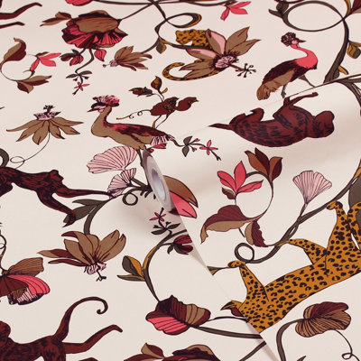 Furn. Exotic Wildlings Multicoloured Tropical Printed Wallpaper from B&Q