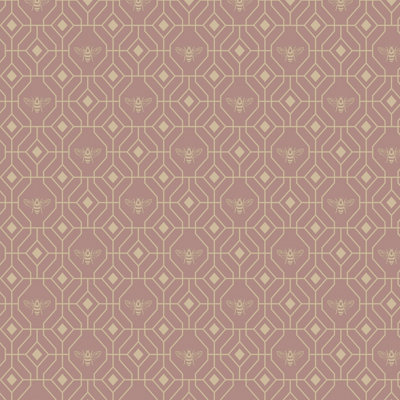 Furn. Bee Deco Blush Pink Geometric Foil Wallpaper Sample from B&Q