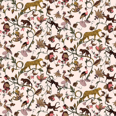 Furn. Exotic Wildlings Multicoloured Tropical Printed Wallpaper Sample from B&Q