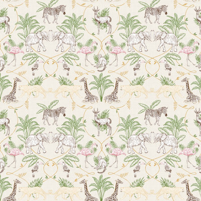 B&Q - Furn. Serengeti Natural Beige Animal Printed Wallpaper Sample
