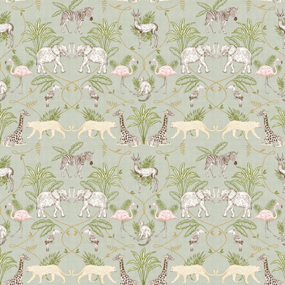 B&Q - Furn. Serengeti Sage Green Animal Printed Wallpaper Sample