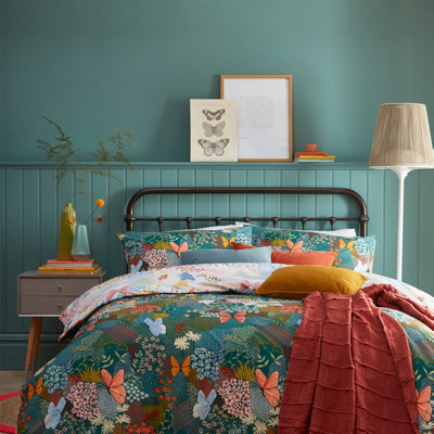Furn. Forage Floral Reversible Duvet Cover SetSuper KingBlue from B&Q