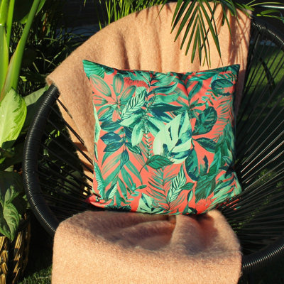 B&Q - furn. Furn Psychedelic Jungle Abstract Outdoor Polyester Filled CushionCoral43 X 43Cm