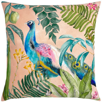Evans Lichfield Peacock Tropical Outdoor Cushion Cover from B&Q