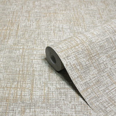 Paoletti Luxe Serafina Champagne Gold Embossed Metallic Vinyl Wallpaper from B&Q