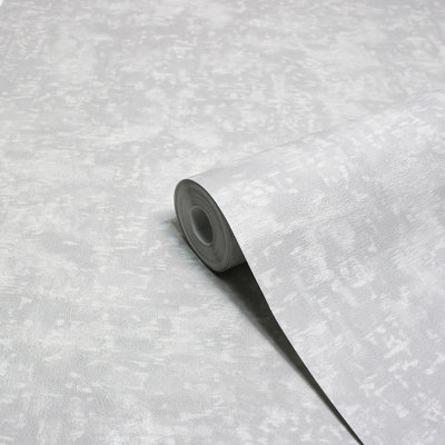 B&Q -  Symphony Silver Grey Embossed Metallic Vinyl Wallpaper