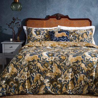 Paoletti Harewood Animal 100% Cotton Duvet Cover SetDoubleBlue from B&Q