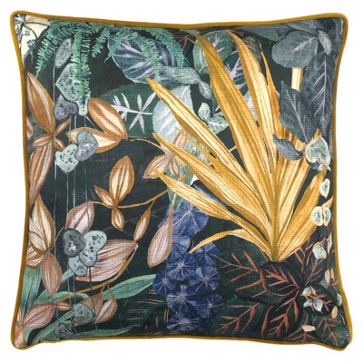 Paoletti Veadeiros Botanical Piped Feather Filled Cushion from B&Q