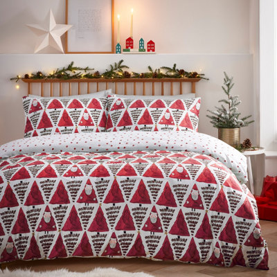 Furn. Hide And Seek Santa Christmas Reversible Duvet Cover Set Red