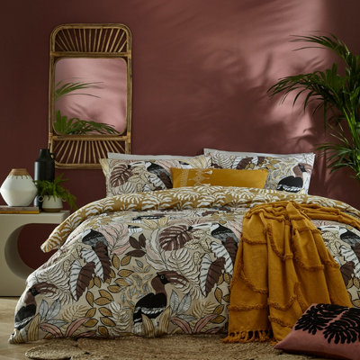 Furn. Tocorico Toucan Exotic Reversible Duvet Cover SetDoubleBeige from B&Q