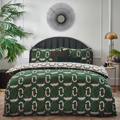 Furn. Avalon Geometric Reversible Duvet Cover SetSuper KingGreen from B&Q