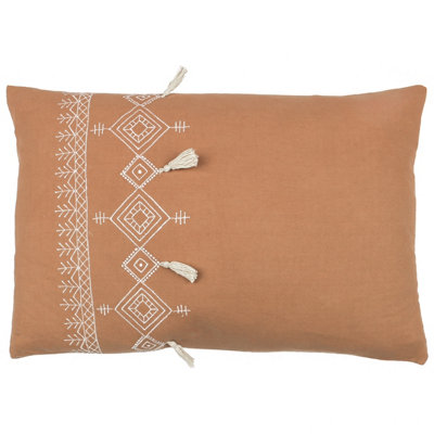 Furn. Pritta Embroidered Tasselled Feather Filled Cushion from B&Q