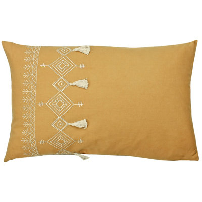 Furn. Pritta Embroidered Tasselled Feather Filled Cushion from B&Q