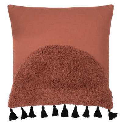 Furn. Radiance Tufted Cotton Tasselled Feather Filled Cushion from B&Q