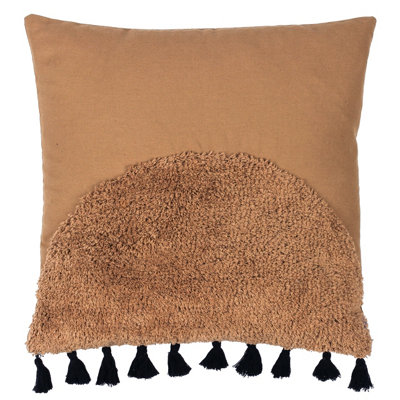 Furn. Radiance Tufted Cotton Tasselled Feather Filled Cushion from B&Q