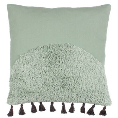 Furn. Radiance Tufted Cotton Tasselled Feather Filled Cushion from B&Q