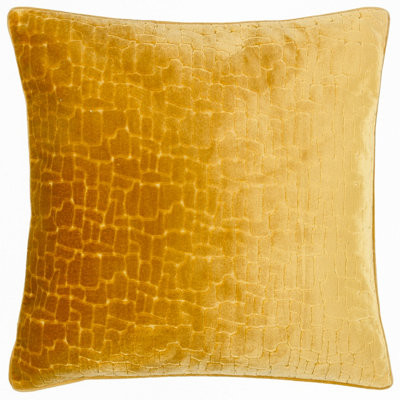 Paoletti Bloomsbury Soft Cut Velvet Piped Polyester Filled Cushion from B&Q