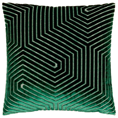 Paoletti Evoke Geometric Cut Velvet Polyester Filled Cushion from B&Q